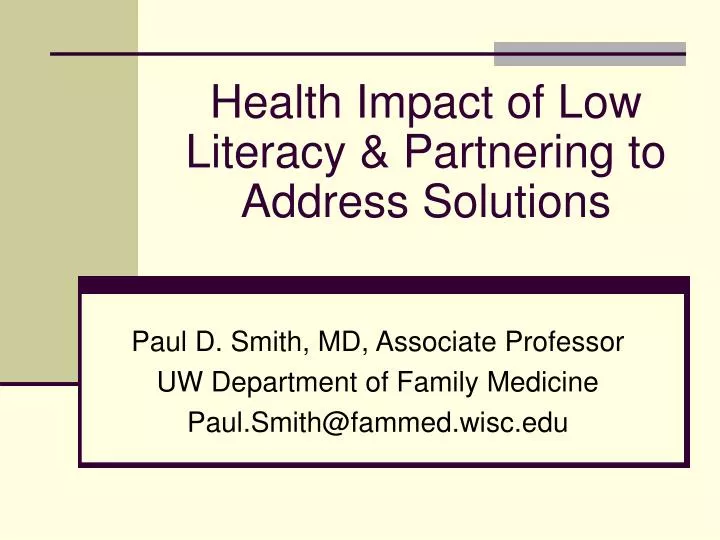 health impact of low literacy partnering to address solutions