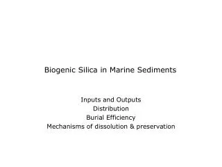 Biogenic Silica in Marine Sediments