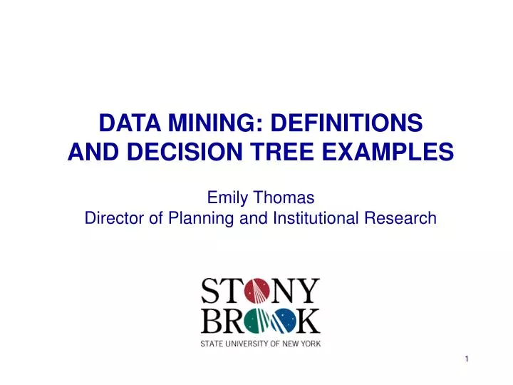 data mining definitions and decision tree examples