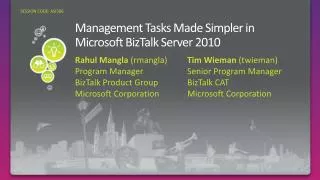 Management Tasks Made Simpler in Microsoft BizTalk Server 2010