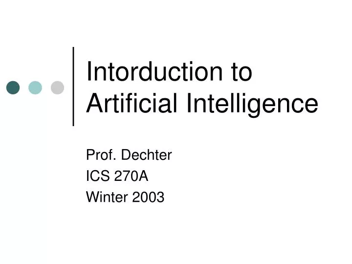 intorduction to artificial intelligence