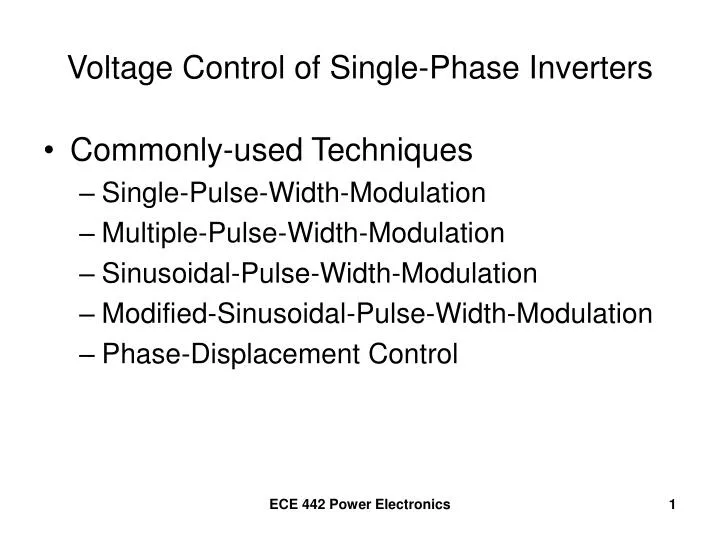 voltage control of single phase inverters