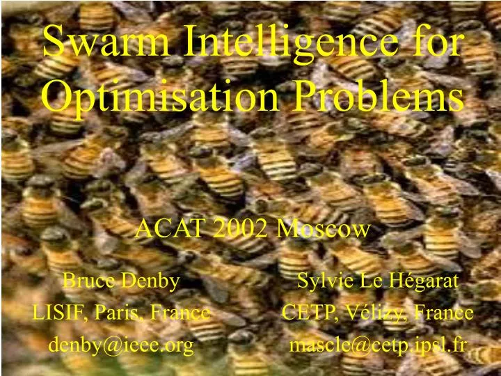 swarm intelligence for optimisation problems acat 2002 moscow