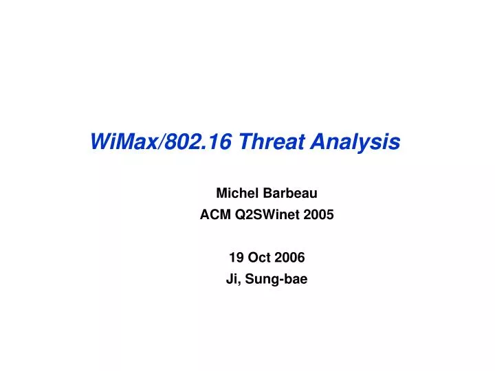 wimax 802 16 threat analysis