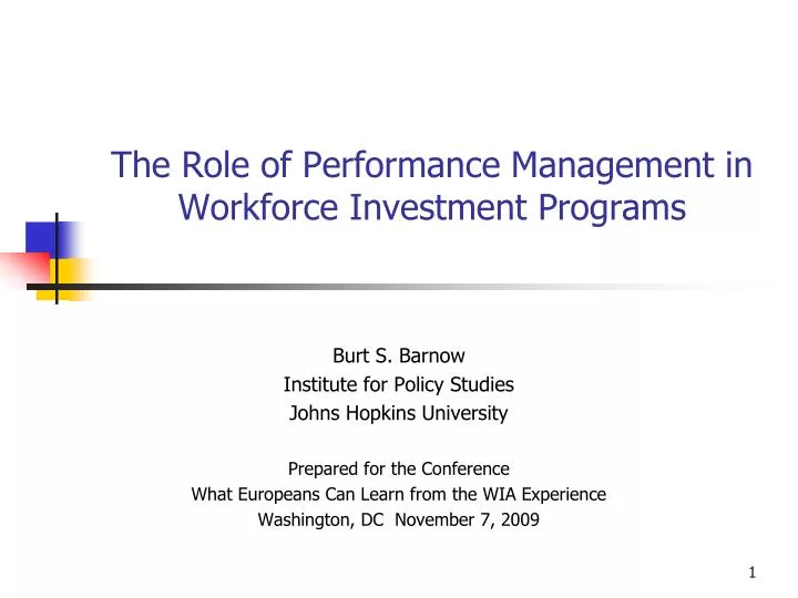 the role of performance management in workforce investment programs