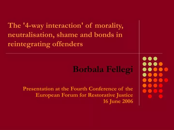 the 4 way interaction of morality neutralisation shame and bonds in reintegrating offenders
