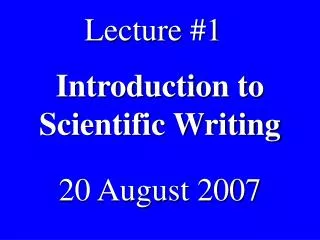 Introduction to Scientific Writing