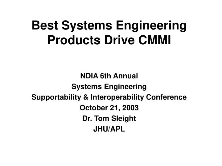 best systems engineering products drive cmmi