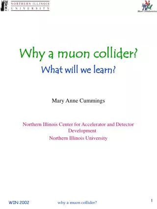 Why a muon collider? What will we learn?