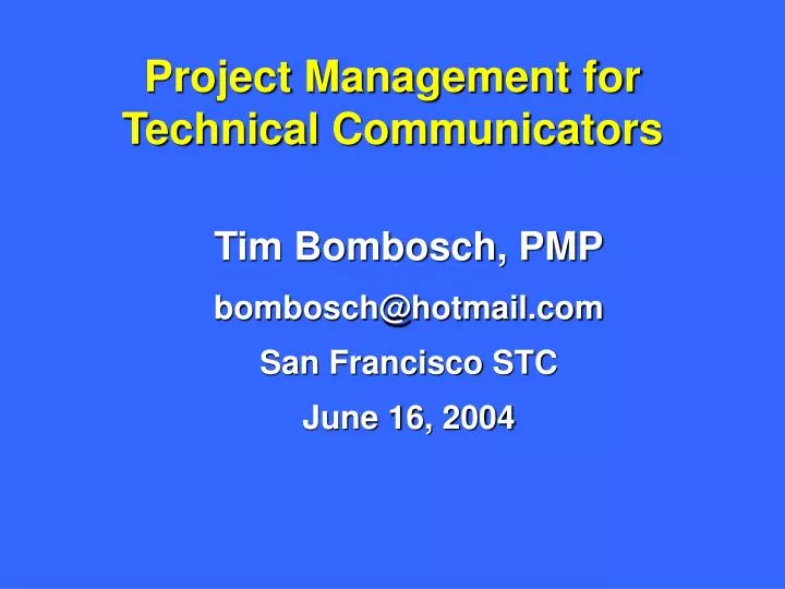 project management for technical communicators