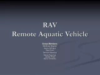 RAV Remote Aquatic Vehicle