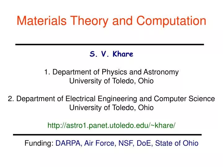 materials theory and computation