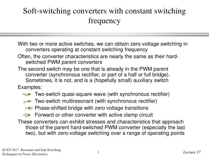 soft switching converters with constant switching frequency