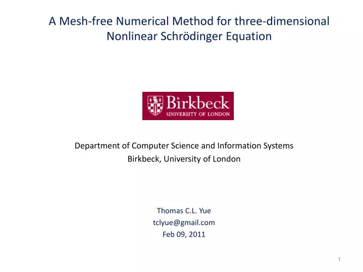 a mesh free numerical method for three dimensional nonlinear schr dinger equation