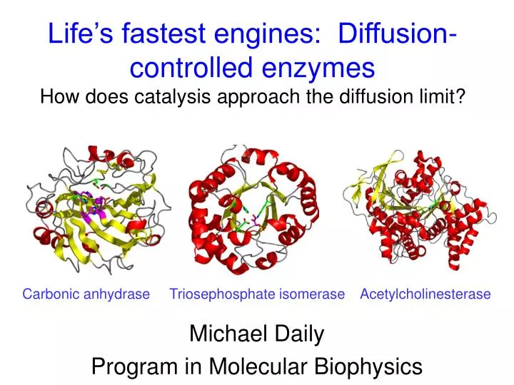 life s fastest engines diffusion controlled enzymes how does catalysis approach the diffusion limit