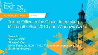 taking office to the cloud integrating microsoft office 2010 and windows azure