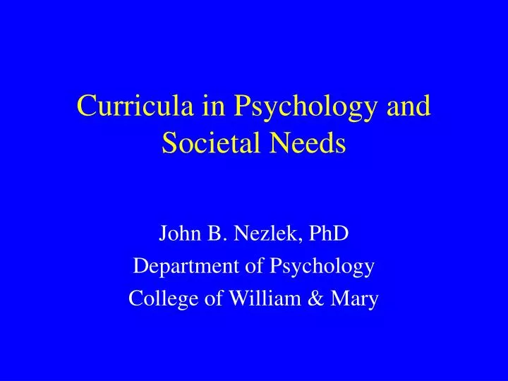 curricula in psychology and societal needs