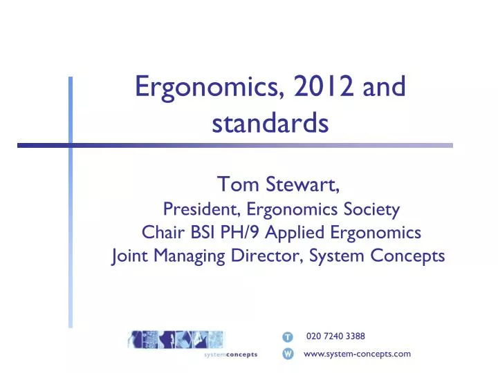 ergonomics 2012 and standards