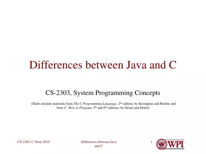 differences between java and c