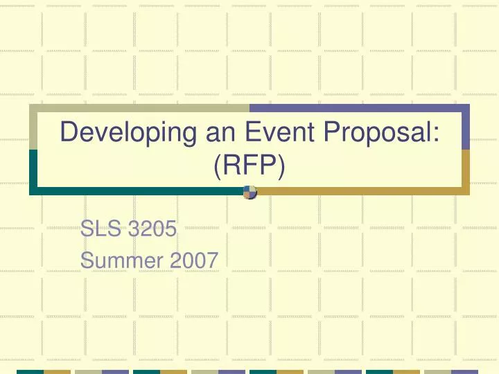 developing an event proposal rfp