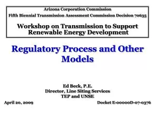 Regulatory Process and Other Models