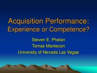 Acquisition Performance: Experience or Competence?