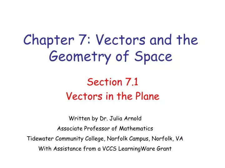 chapter 7 vectors and the geometry of space