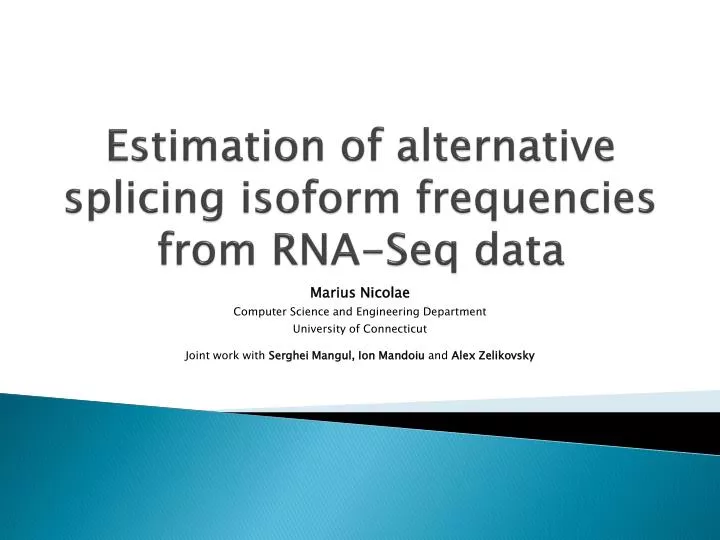 estimation of alternative splicing isoform frequencies from rna seq data