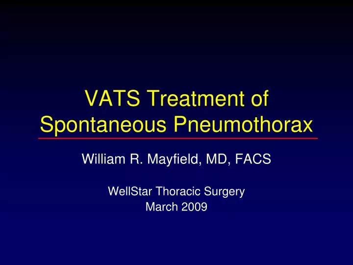 vats treatment of spontaneous pneumothorax