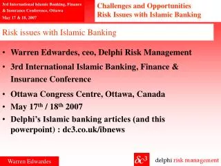 Risk issues with Islamic Banking