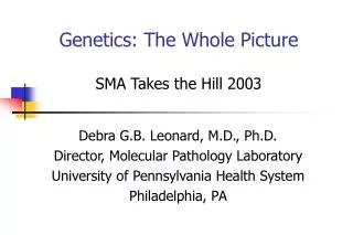 Genetics: The Whole Picture SMA Takes the Hill 2003