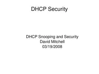 DHCP Security
