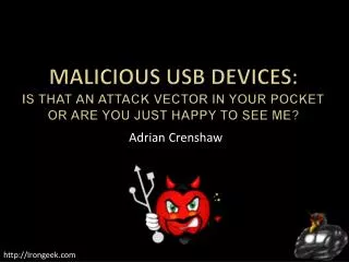 Malicious USB Devices : Is that an attack vector in your pocket or are you just happy to see me?