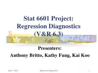 Stat 6601 Project: Regression Diagnostics (V&amp;R 6.3)