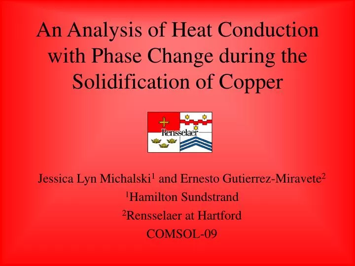 an analysis of heat conduction with phase change during the solidification of copper