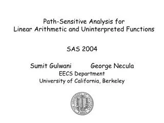 Path-Sensitive Analysis for Linear Arithmetic and Uninterpreted Functions