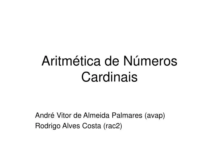 aritm tica de n meros cardinais