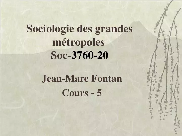 sociologie des grandes m tropoles soc 3760 20