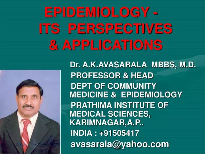 epidemiology its perspectives applications