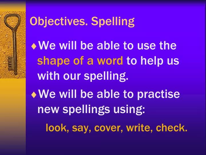 objectives spelling