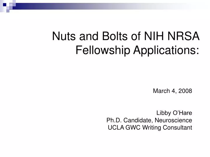 nuts and bolts of nih nrsa fellowship applications