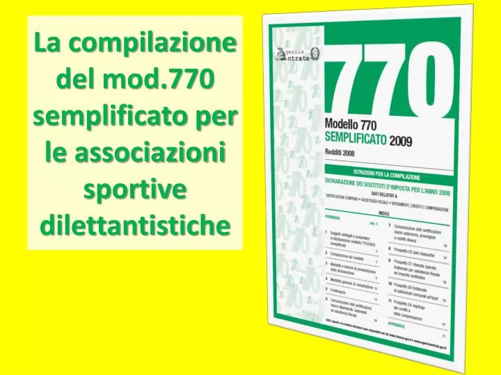 la compilazione del mod 770 semplificato per le associazioni sportive dilettantistiche