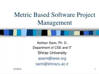 Metric Based Software Project Management