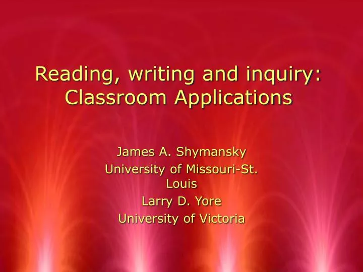 reading writing and inquiry classroom applications