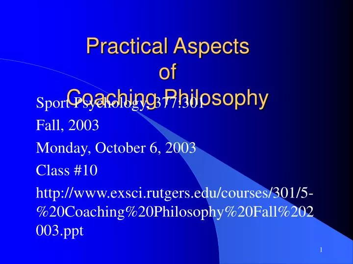 practical aspects of coaching philosophy
