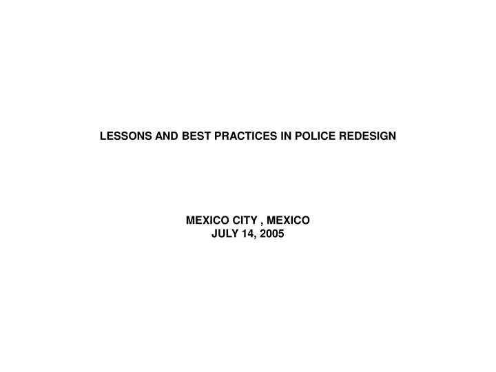 lessons and best practices in police redesign