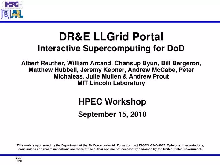 dr e llgrid portal interactive supercomputing for dod