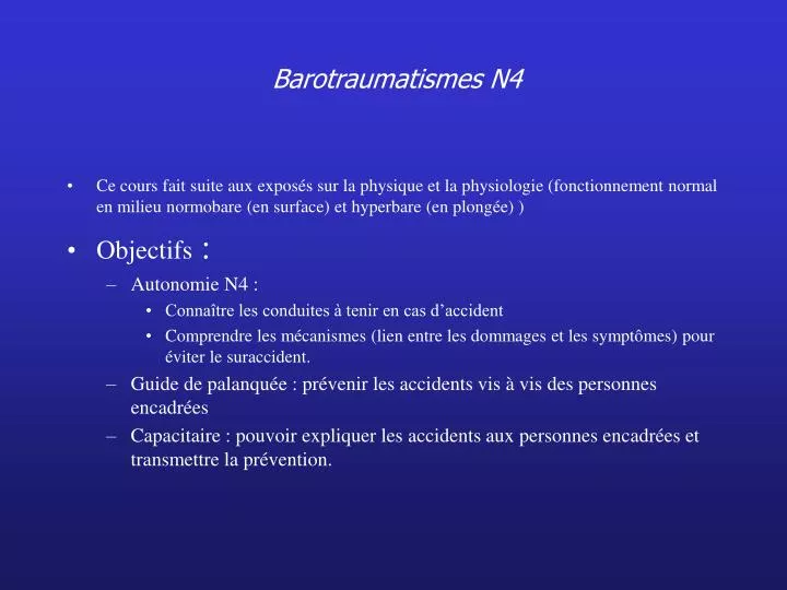 barotraumatismes n4
