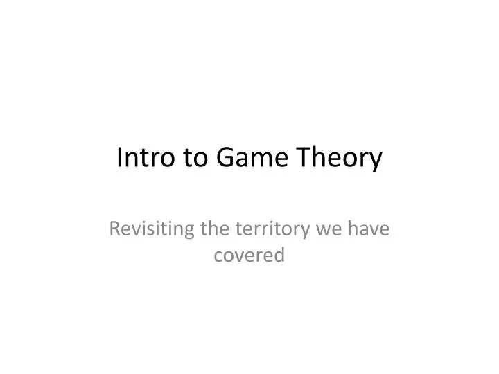 intro to game theory