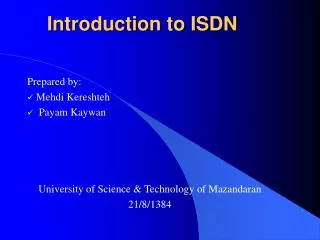 Introduction to ISDN